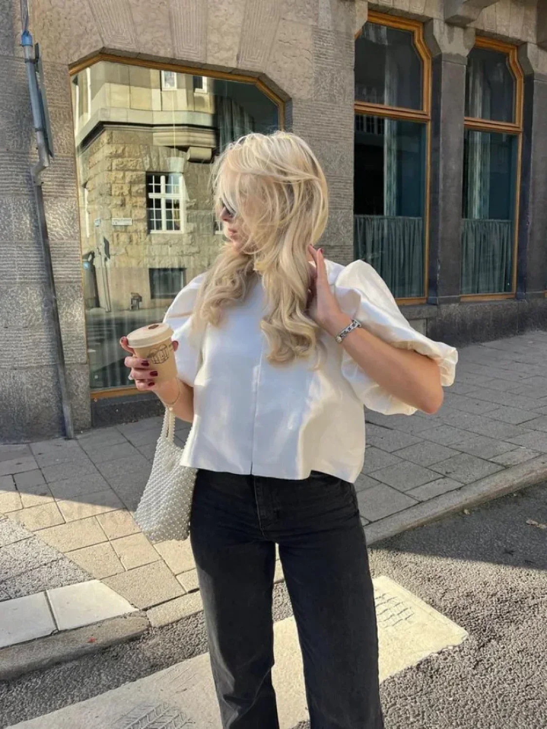Elegant White Satin Short O-neck Female Lady Blouse - Image 10