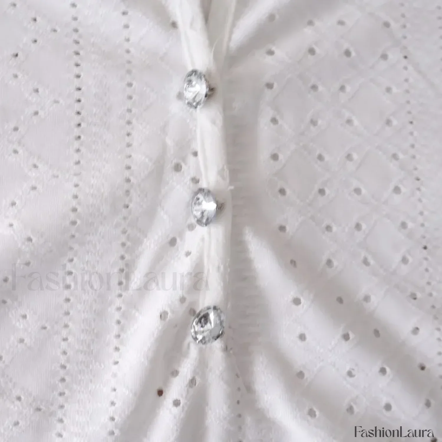 Summer Fashion Lace Buttoned Casual Plain Blouse - Image 16