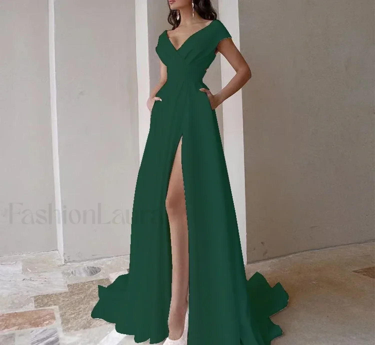 V-neck Ruffled Evening Long High Waist Elegant Party 2024 New Sexy Irregular Graduation Prom Dress - Image 11