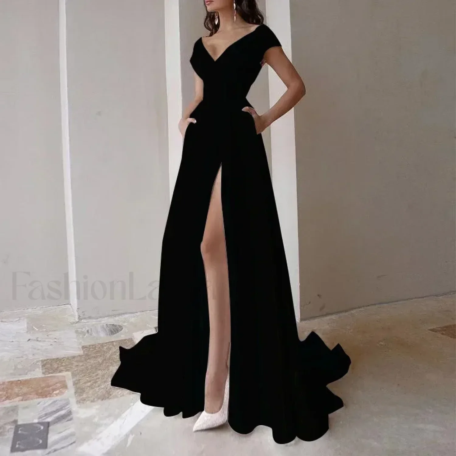 V-neck Ruffled Evening Long High Waist Elegant Party 2024 New Sexy Irregular Graduation Prom Dress - Image 12