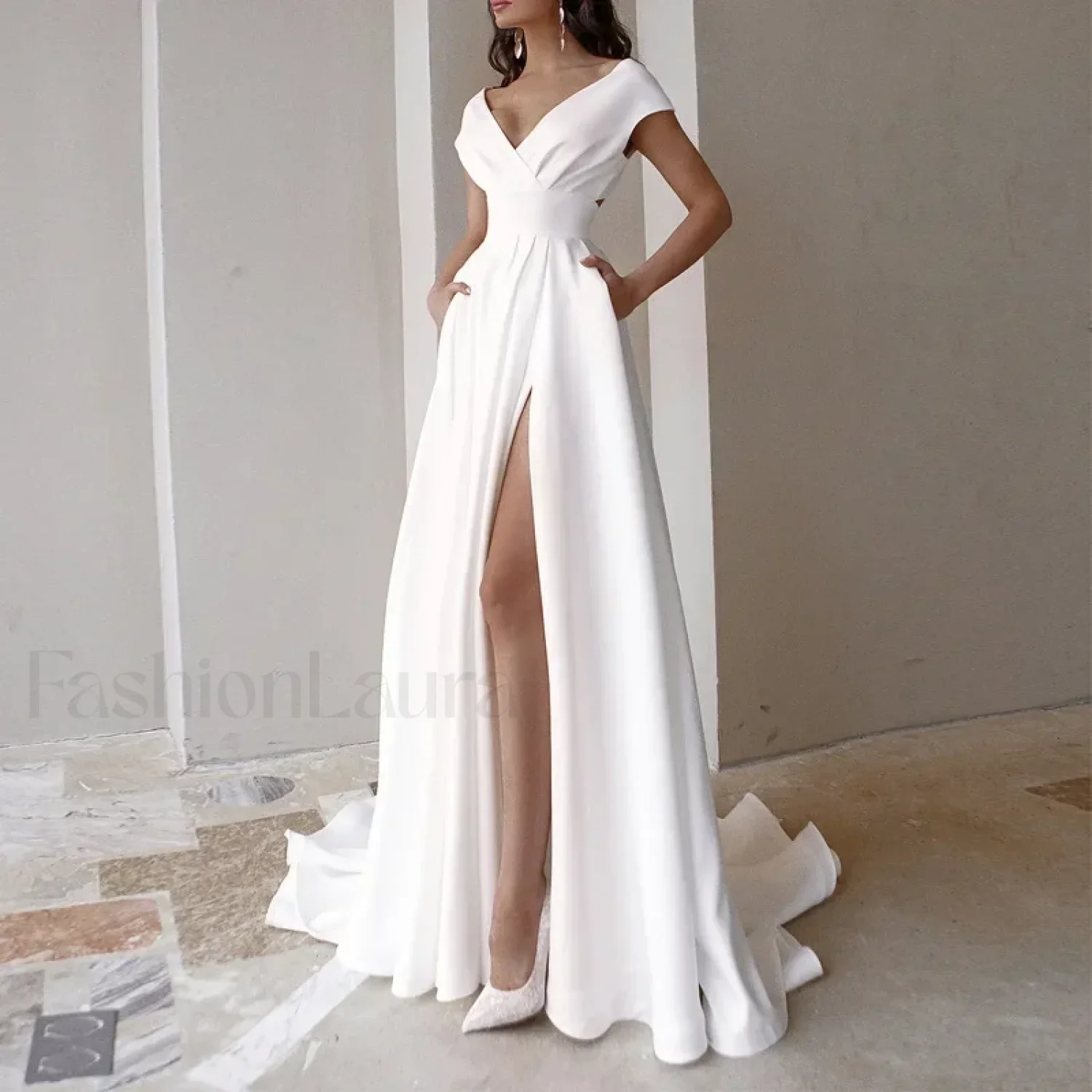 V-neck Ruffled Evening Long High Waist Elegant Party 2024 New Sexy Irregular Graduation Prom Dress - Image 13