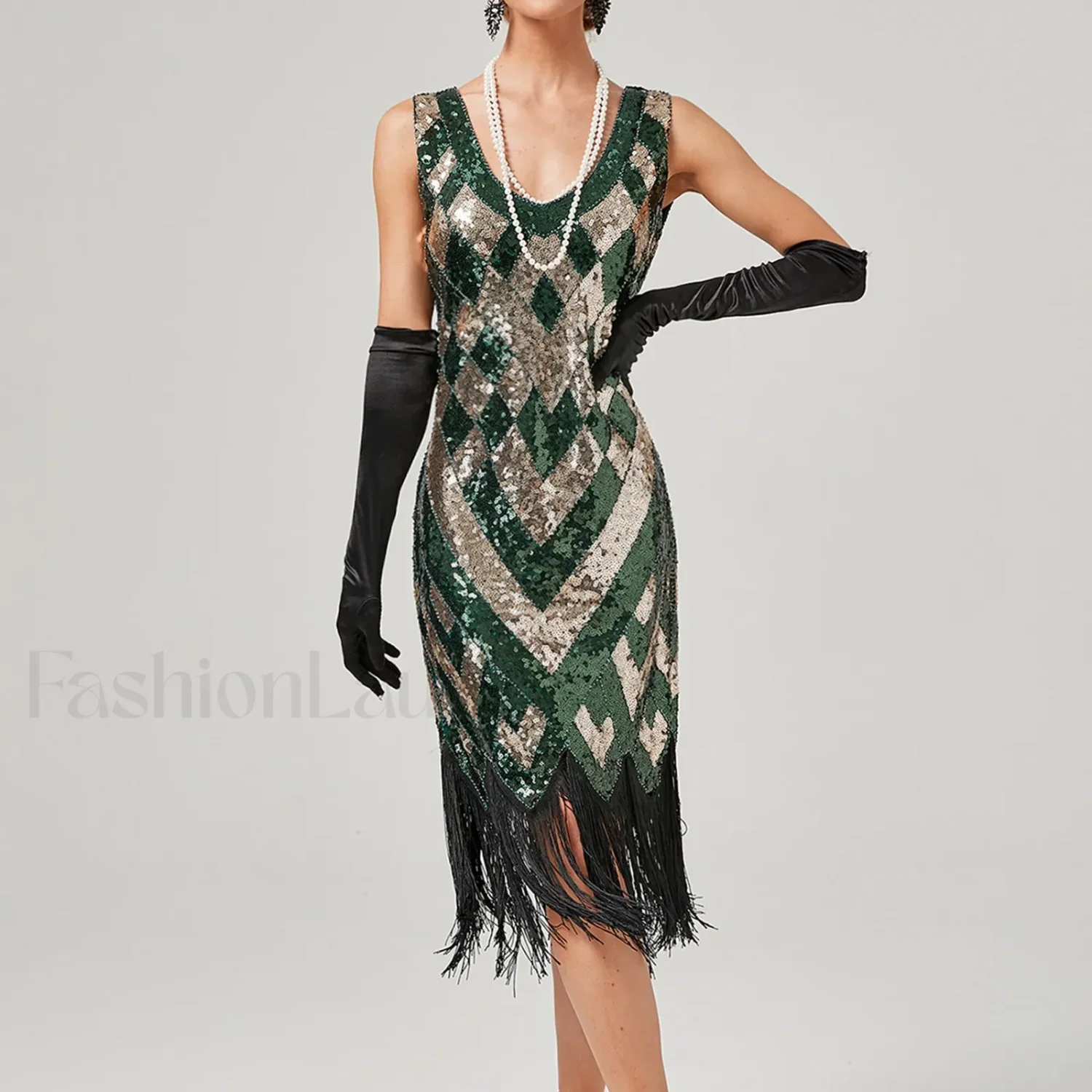 1920s Vintage Flapper Great Gatsby Party V-Neck Sleeveless Sequin Beaded Tassel Sun Vestidos Prom Dress - Image 18