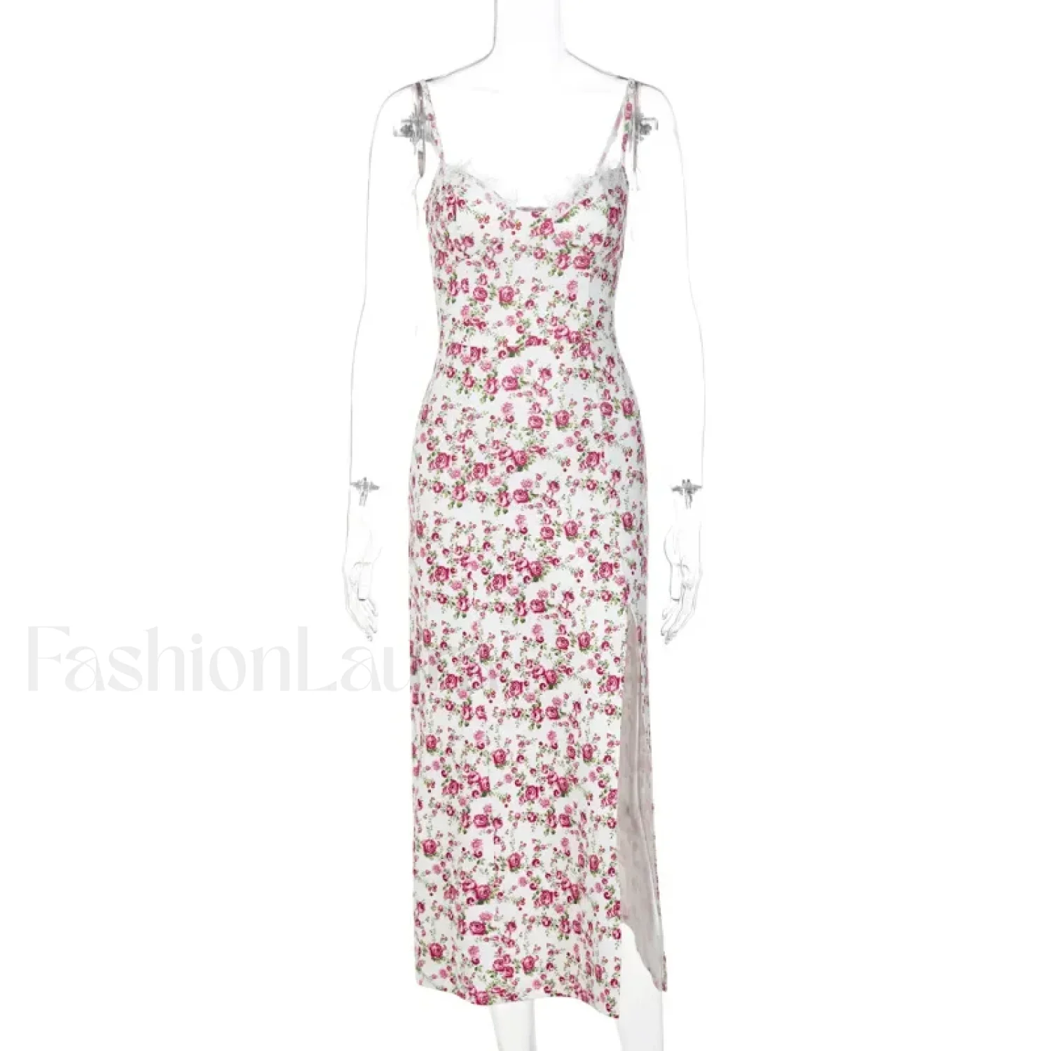 Vintage Boho Split Thigh Sleeveless Floral Print A-Line Beach Midi Dress - Image 10