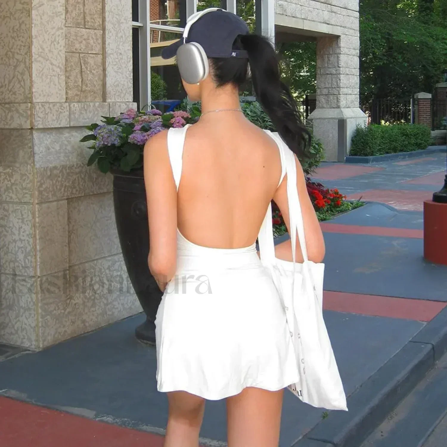 White Sexy Backless Sleeveless Bodycon 2024 Fashion Solid Basic O-neck Slim Party Casual Clothing Mini Dress - Image 2