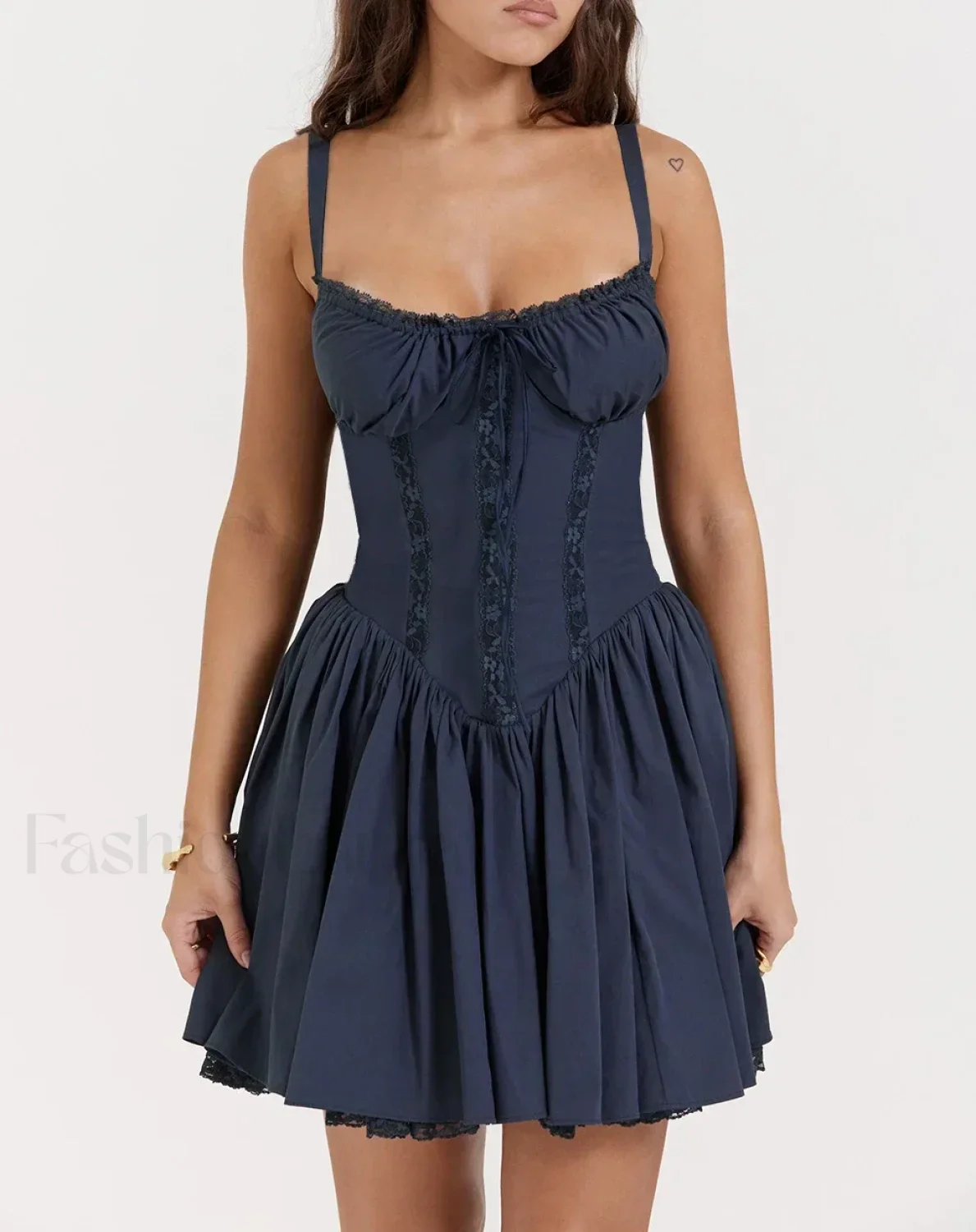Sexy Strapless Sling Dress for Summer Women's 2024 NEW Lace-up High Waist Lace floral print A-line Mini Dress - Image 8