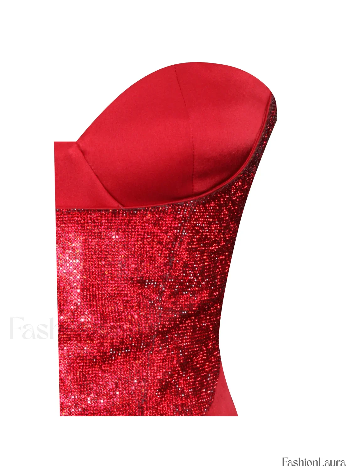 Kadesha Red Crystal High Graceful Slit Satin Corset Gown - Image 18