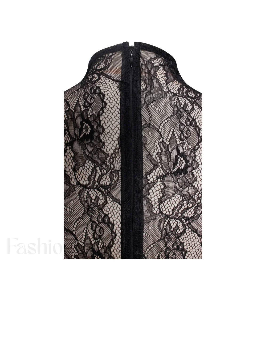 Weslyn Black Satin Charming Lace High Slit Dress - Image 19