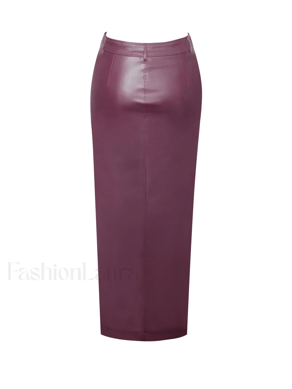 Noya Purple Front Charming Slit Vegan Leather Skirt - Image 16