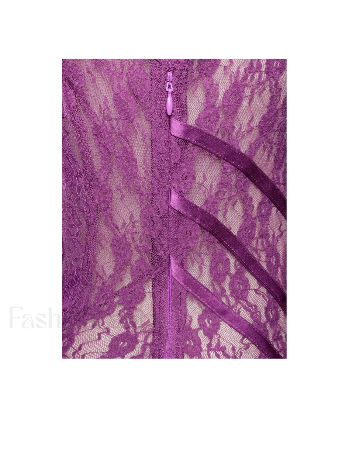 Quartney Purple Long Sleeve Graceful Lace Satin Mini Dress - Image 13