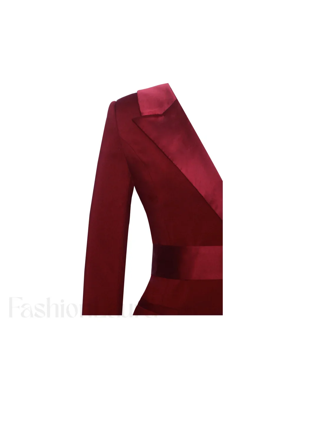 Silver Night Wine Red Graceful Sequin Crepe Tuxedo Blazer Dress - Image 11