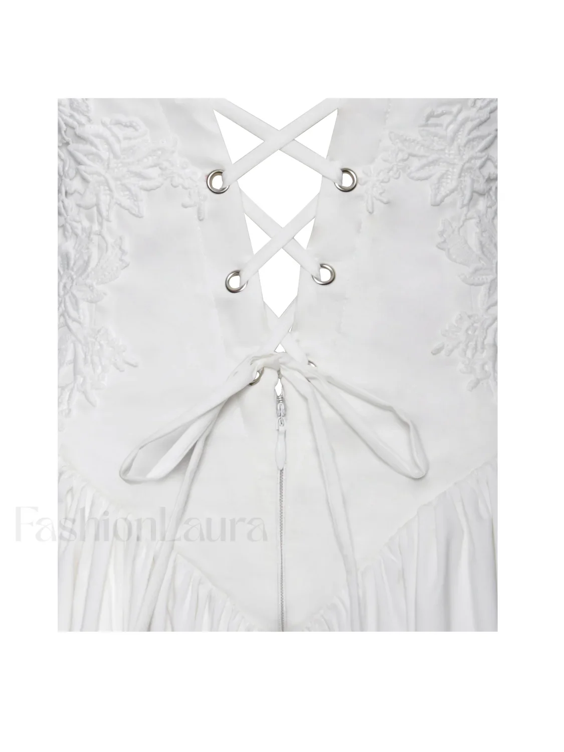 Kadi White Cotton Drop Graceful Waist Corset Mini Dress - Image 15