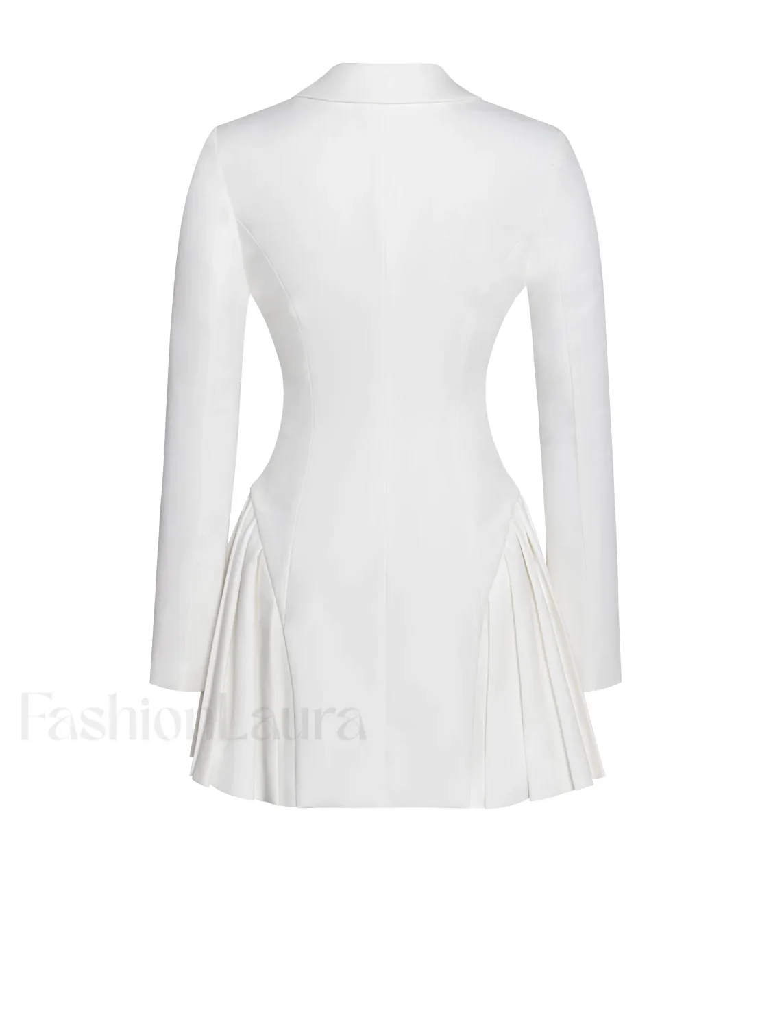 Delia White Blazer Charming Dress with Pleated Detail - Image 12