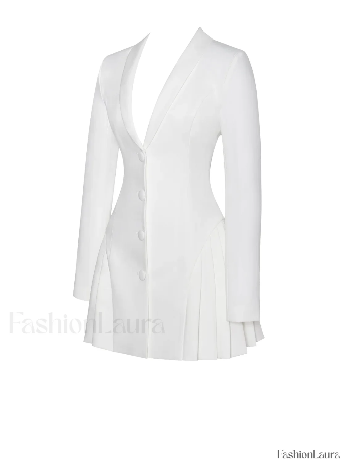 Delia White Blazer Charming Dress with Pleated Detail - Image 18