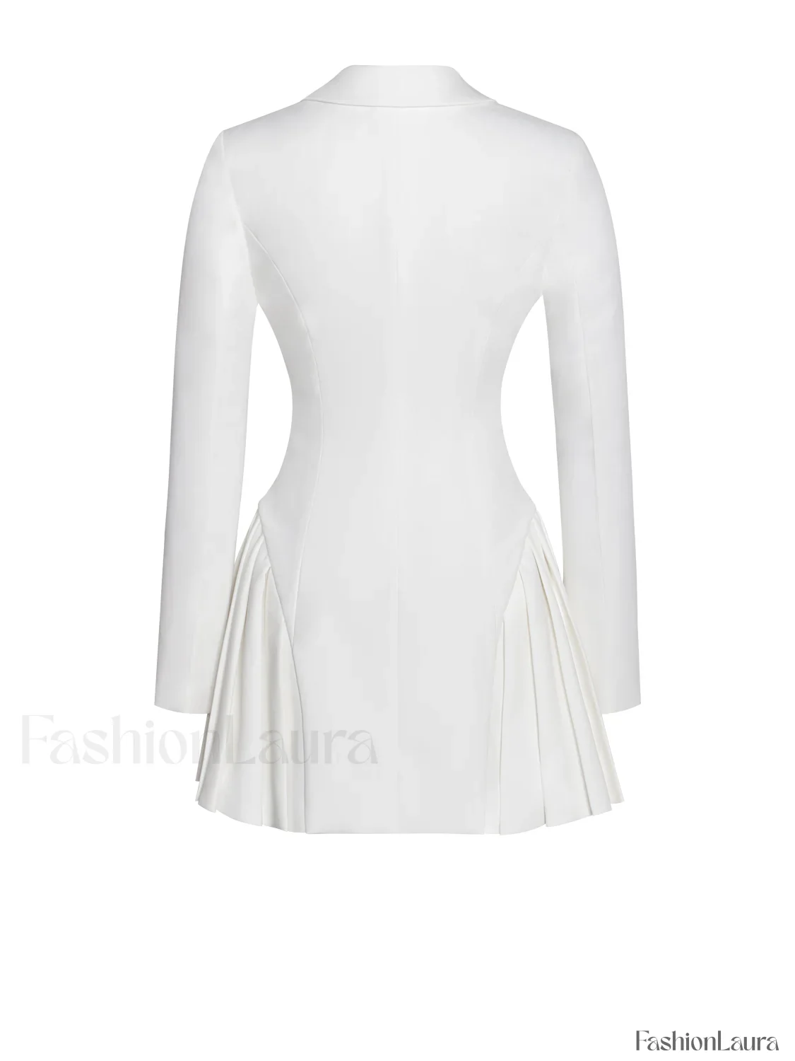 Delia White Blazer Charming Dress with Pleated Detail - Image 19