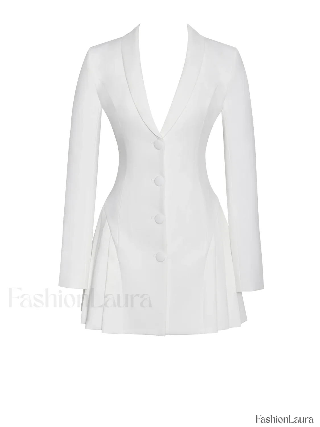 Delia White Blazer Charming Dress with Pleated Detail - Image 20