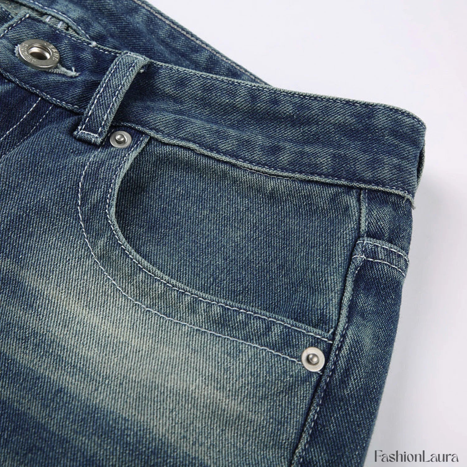 Vintage Blue Graceful Wash Boyfriend Jeans - Image 22