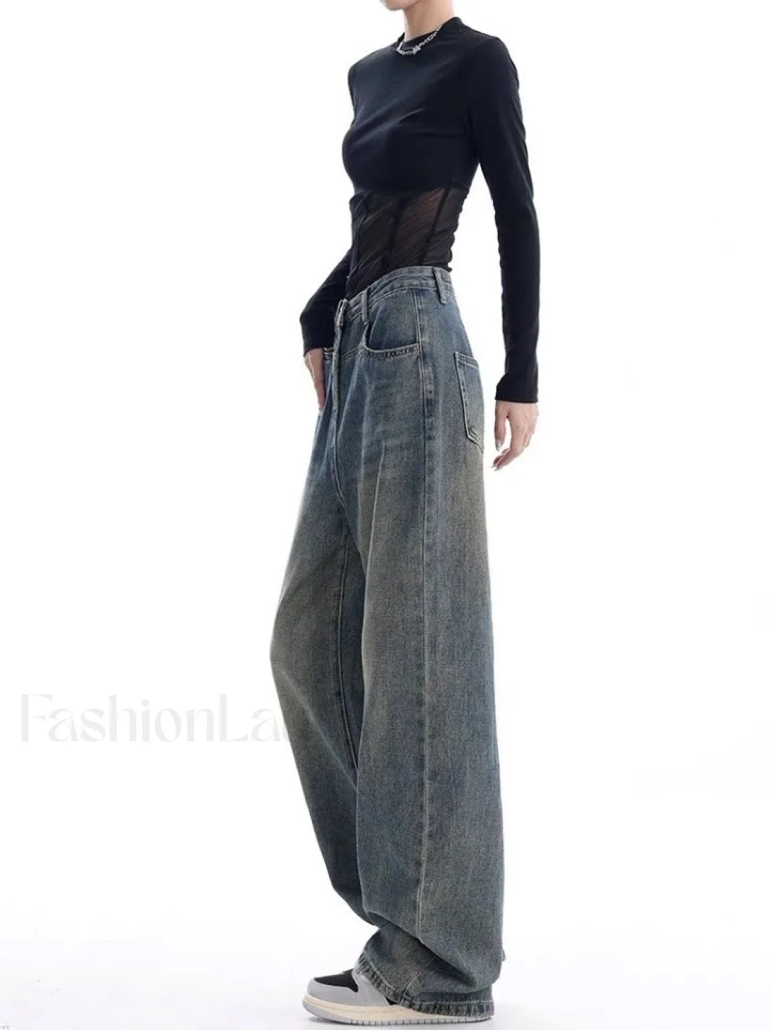 Vintage Dark Wash Trendy High Waist Boyfriend Jeans - Image 19