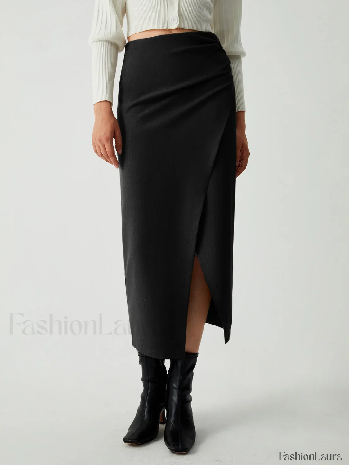 Maple Wrap Graceful Slit Midi Skirt - Image 14