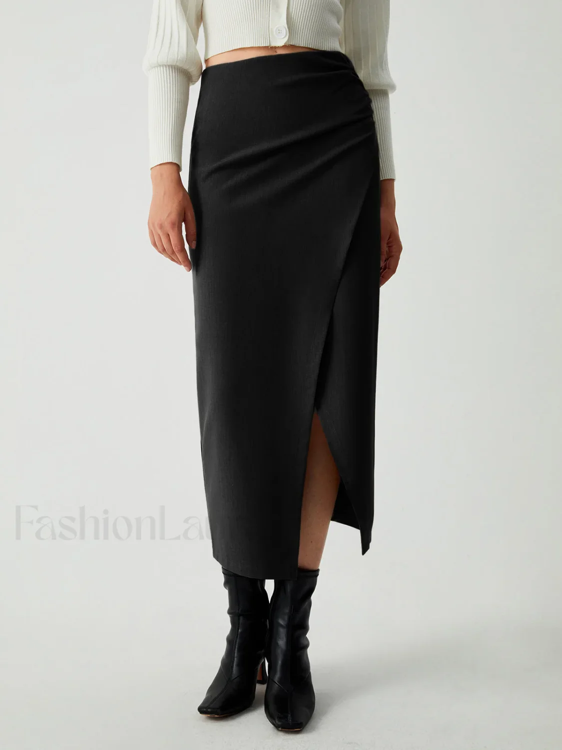 Maple Wrap Graceful Slit Midi Skirt - Image 5