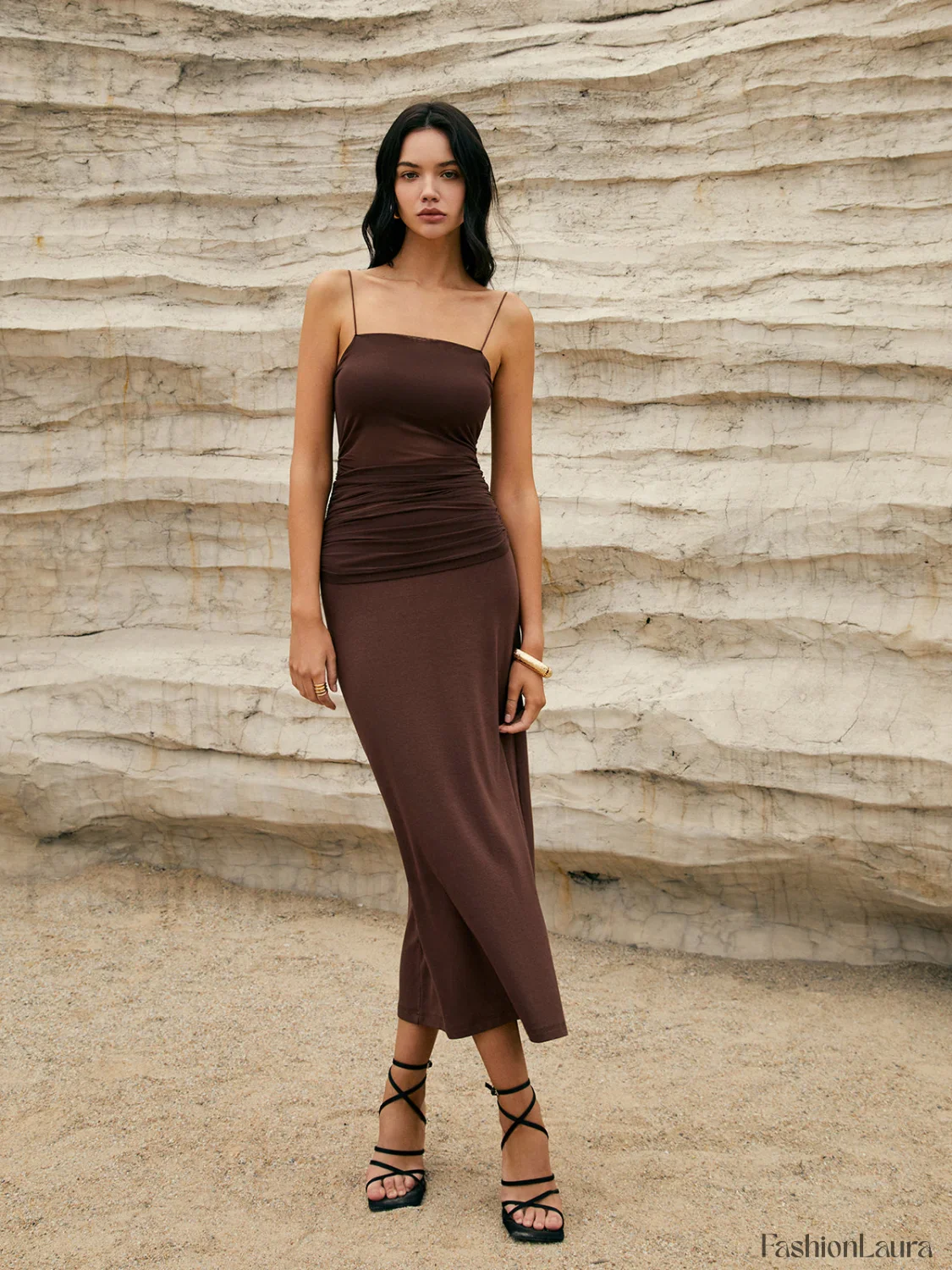 Maillard Patchwork Graceful Cami Long Dress - Image 17