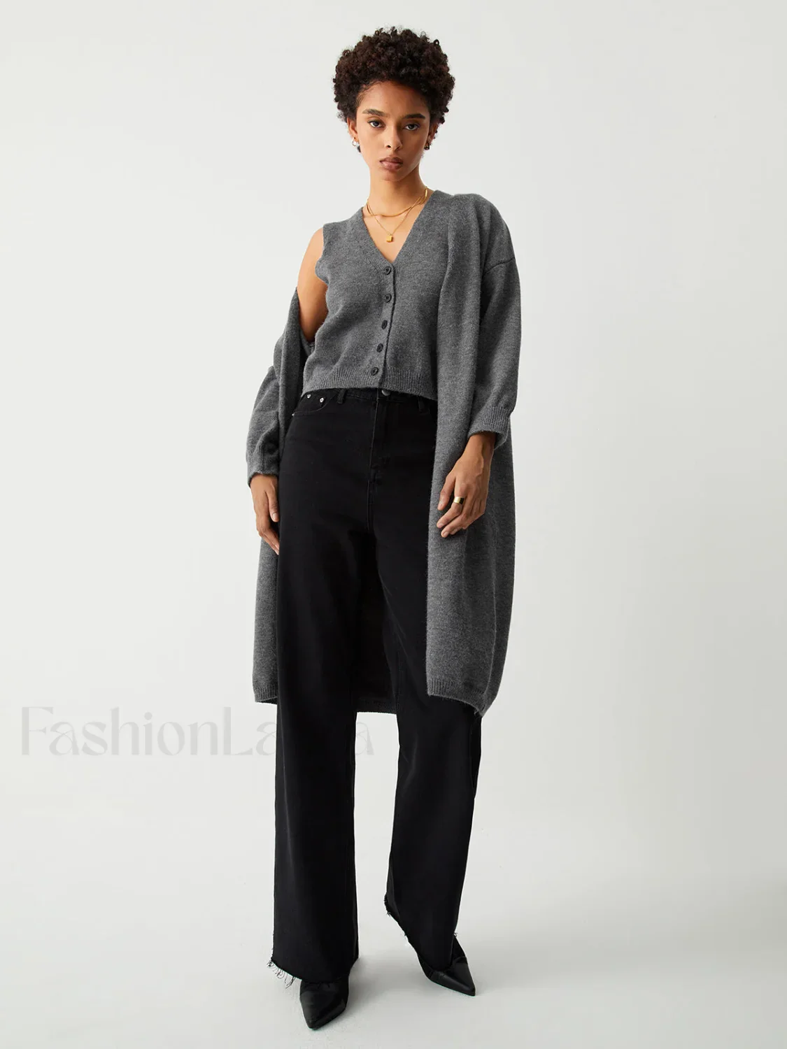 Longline Cardigan Graceful With Matching Vest - Image 12