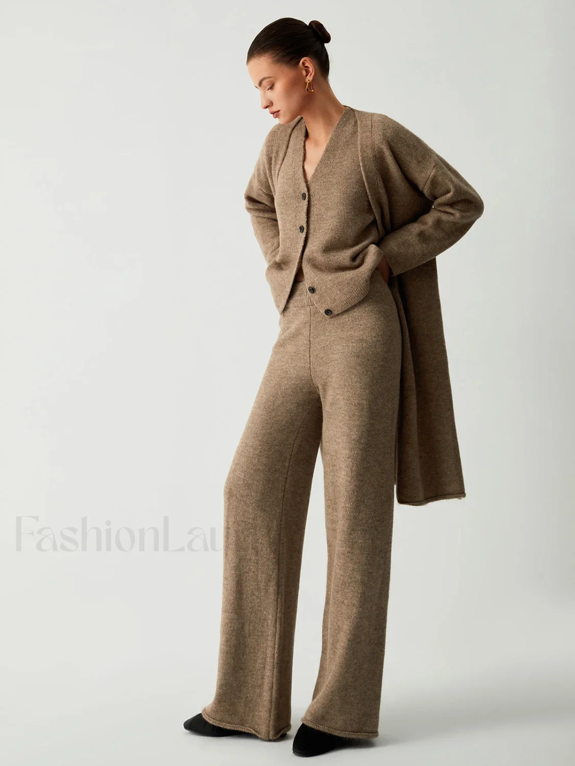 Leisure Long Cardigan Trendy Three Piece Pants Set - Image 17
