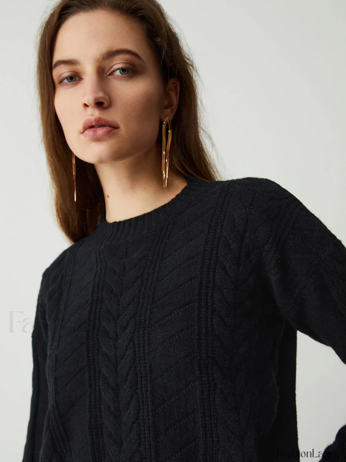Leisure Cable Knit Long Modern Sleeve Two Piece Skirt Set - Image 11