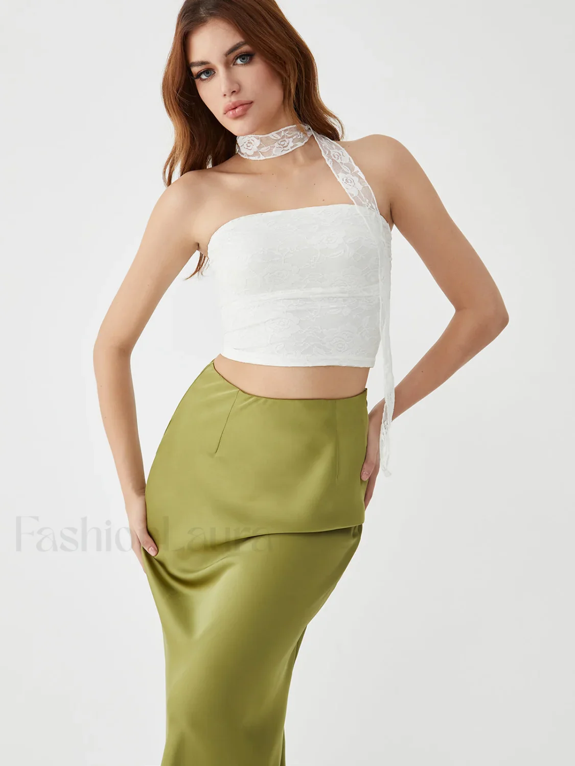 Lace Up Graceful Sheer Tube Top - Image 7