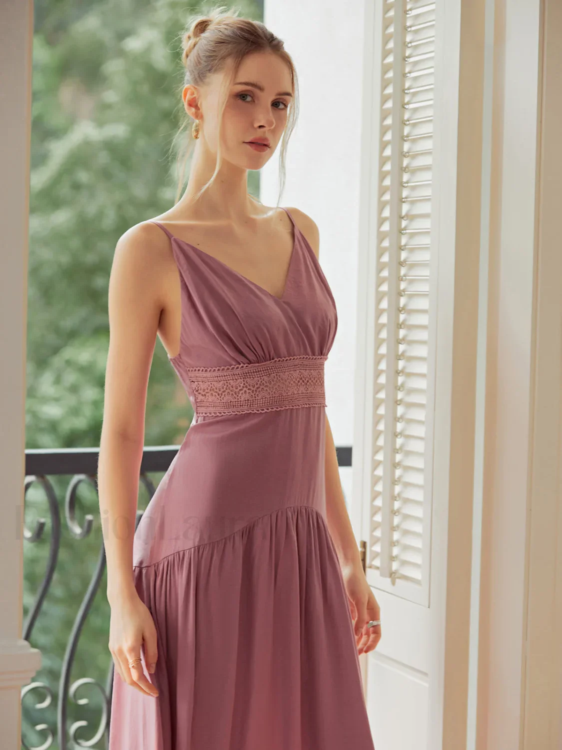 Lace Trim Layered Trendy Hem Cami Long Dress - Image 9
