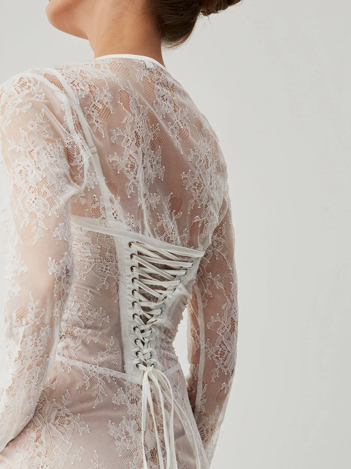 Lace Jacquard Floral Trendy Semi-sheer Tied Maxi Dress - Image 3