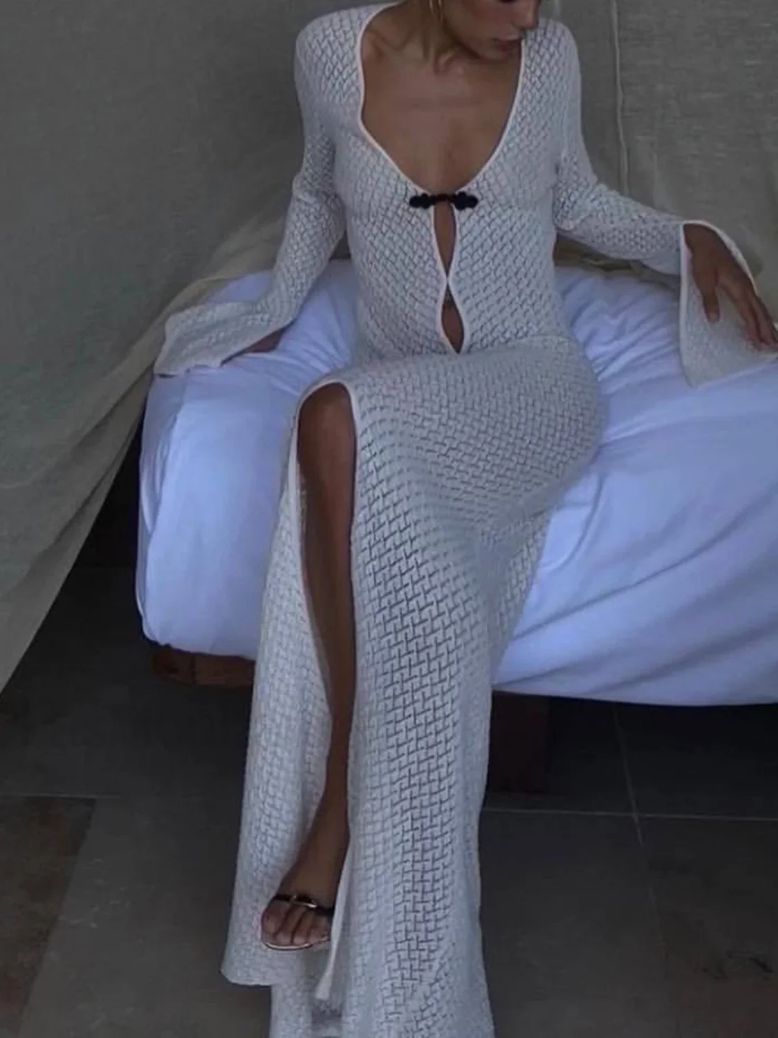 Knitted Cover Graceful Up Beach Dress - Image 13