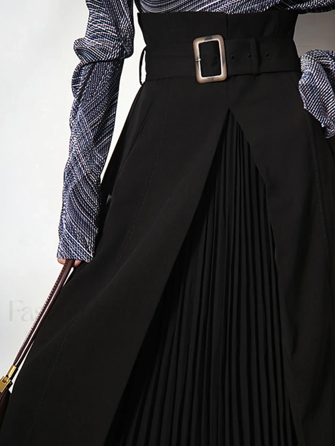 Irregular Package Graceful Belted Midi Skirt - Image 2