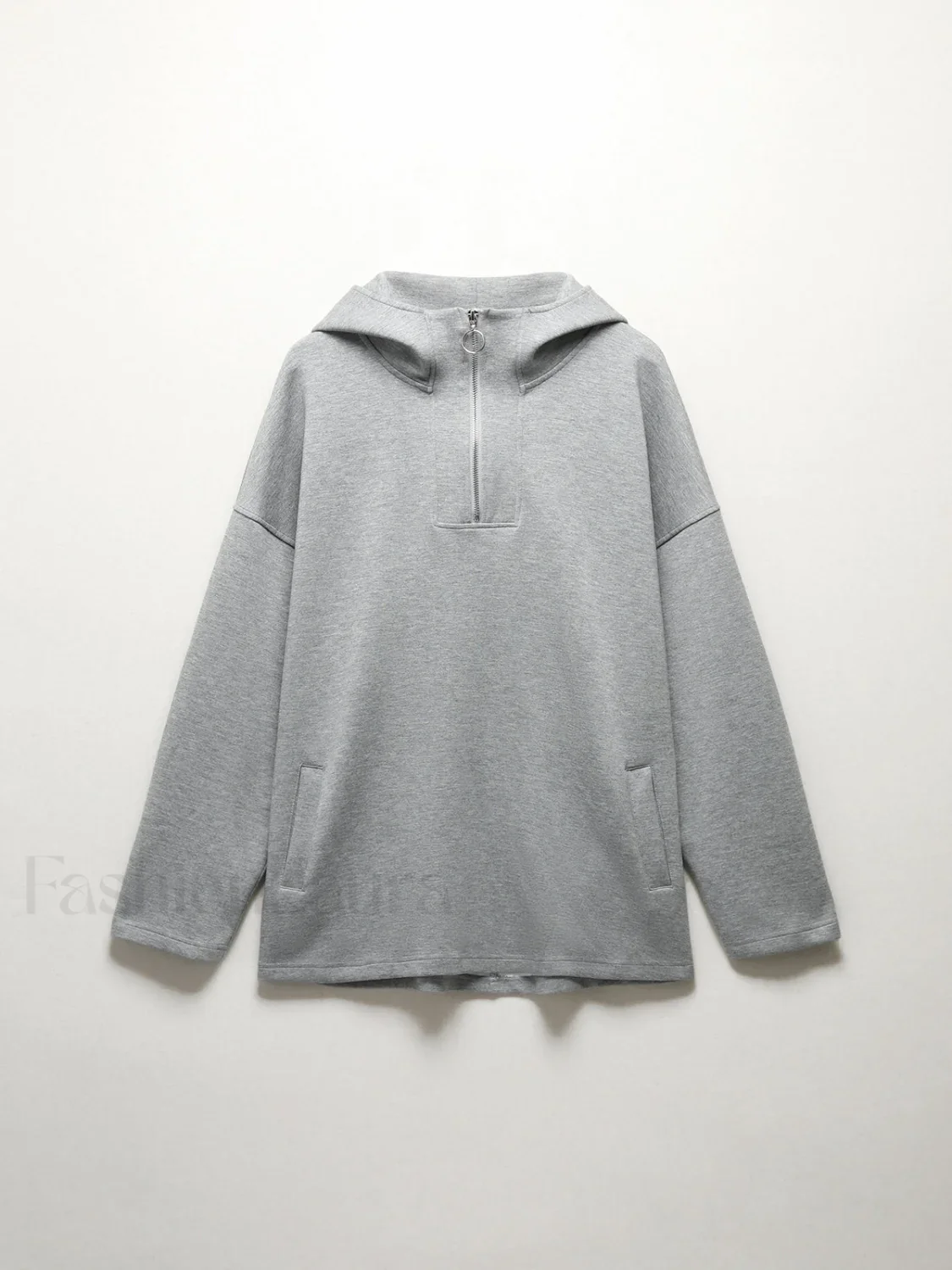 Half Zip Graceful Double Pockets Hoodie - Image 3