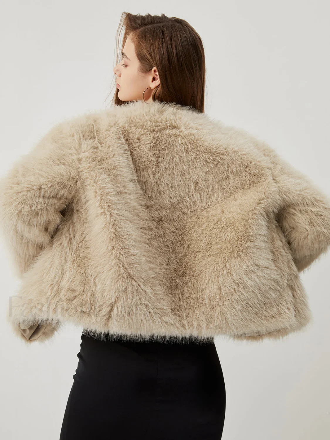Fuzzy Faux Graceful Fur Buttoned Coat - Image 6