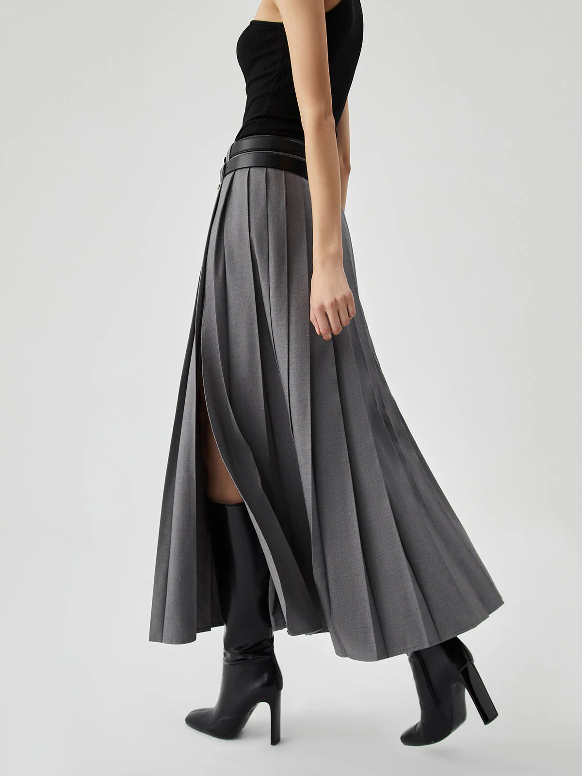 Pleated Split Maxi Trendy Skirt - Image 21