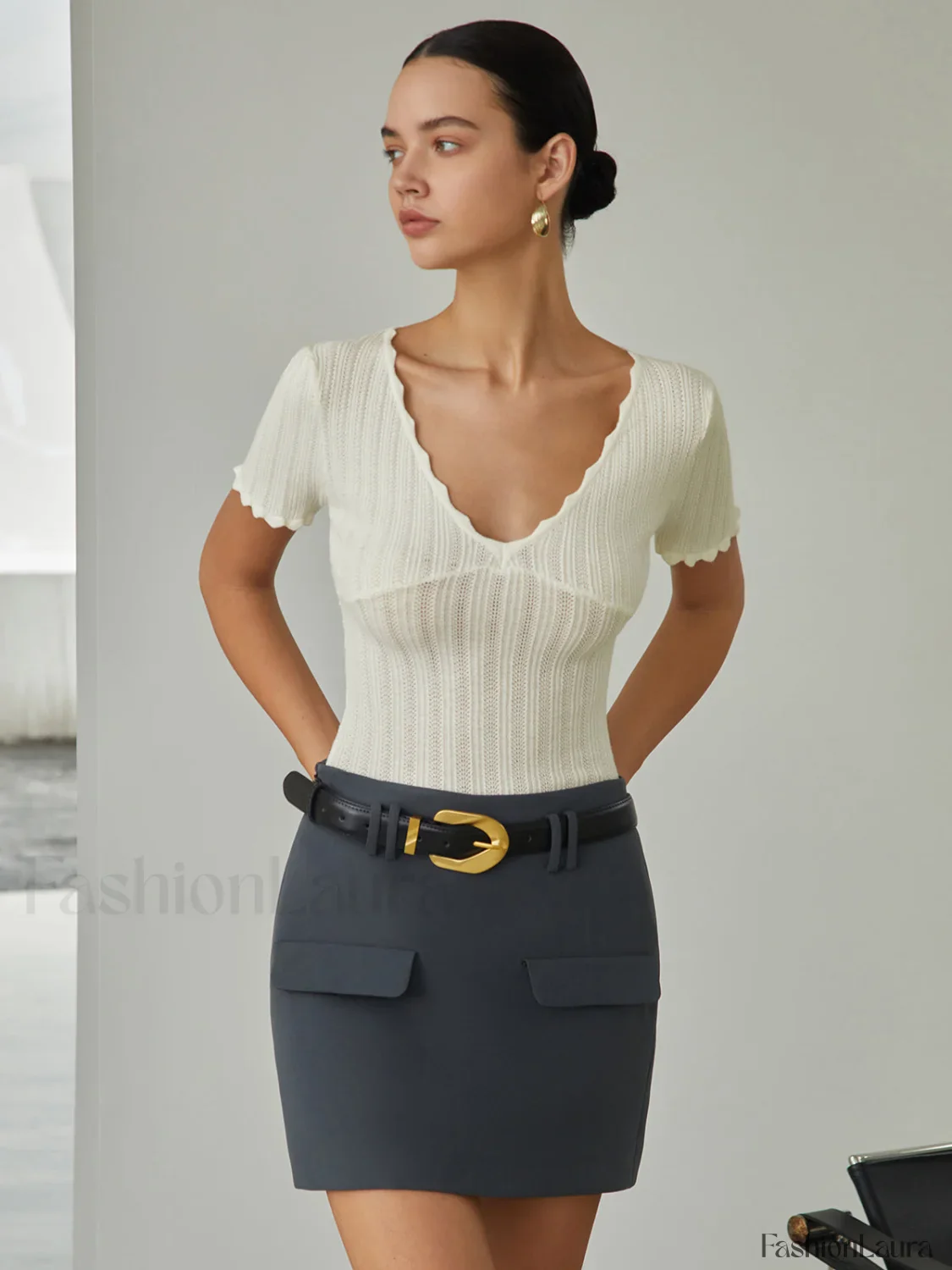 Plain Mini Graceful Skirt Without Belt - Image 12