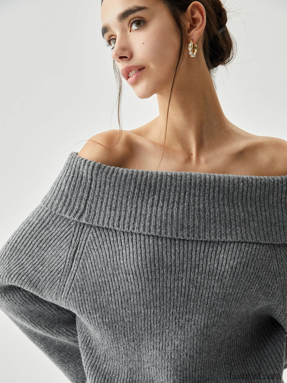 Oversized Overfold Off Trendy Shoulder Knit Sweater - Image 12