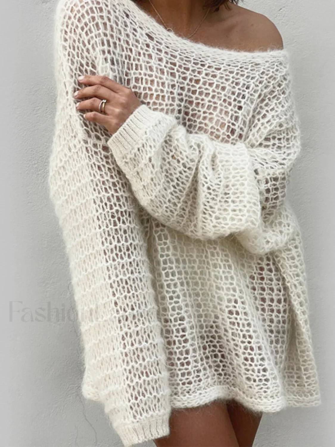Open Knit Graceful Oversized Sweater - Image 8
