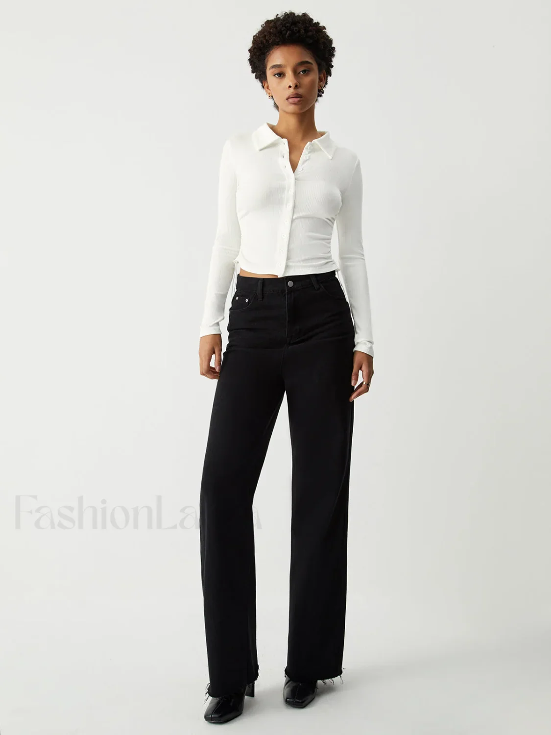 Open Collar Ruched Trendy Long Sleeve Shirt - Image 7