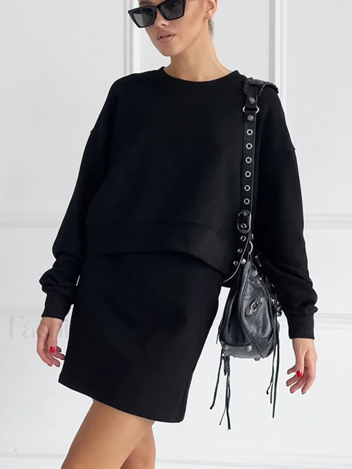 On The Go Trendy Two Piece Skirt Set