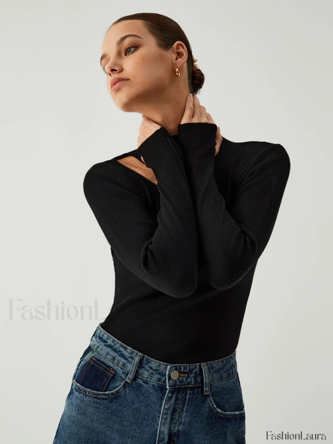 New Era Halter Cutout Modern Long Sleeve Knit Top - Image 13