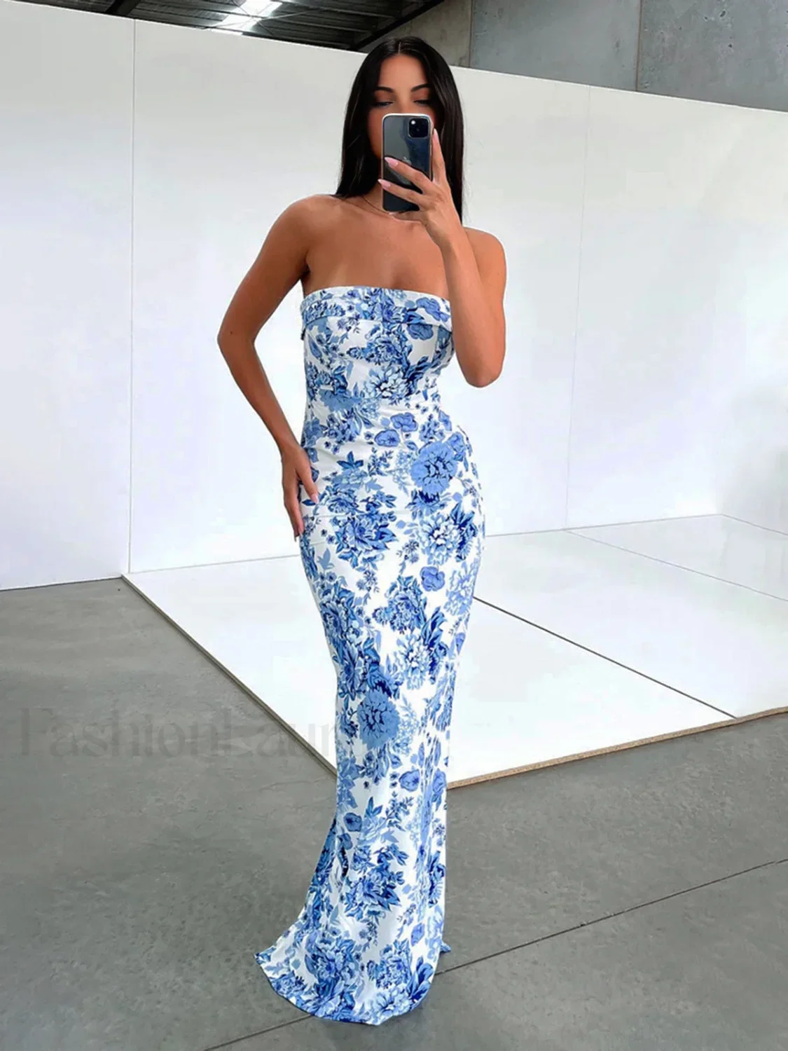 Multi Floral Graceful Split Long Dress - Image 10