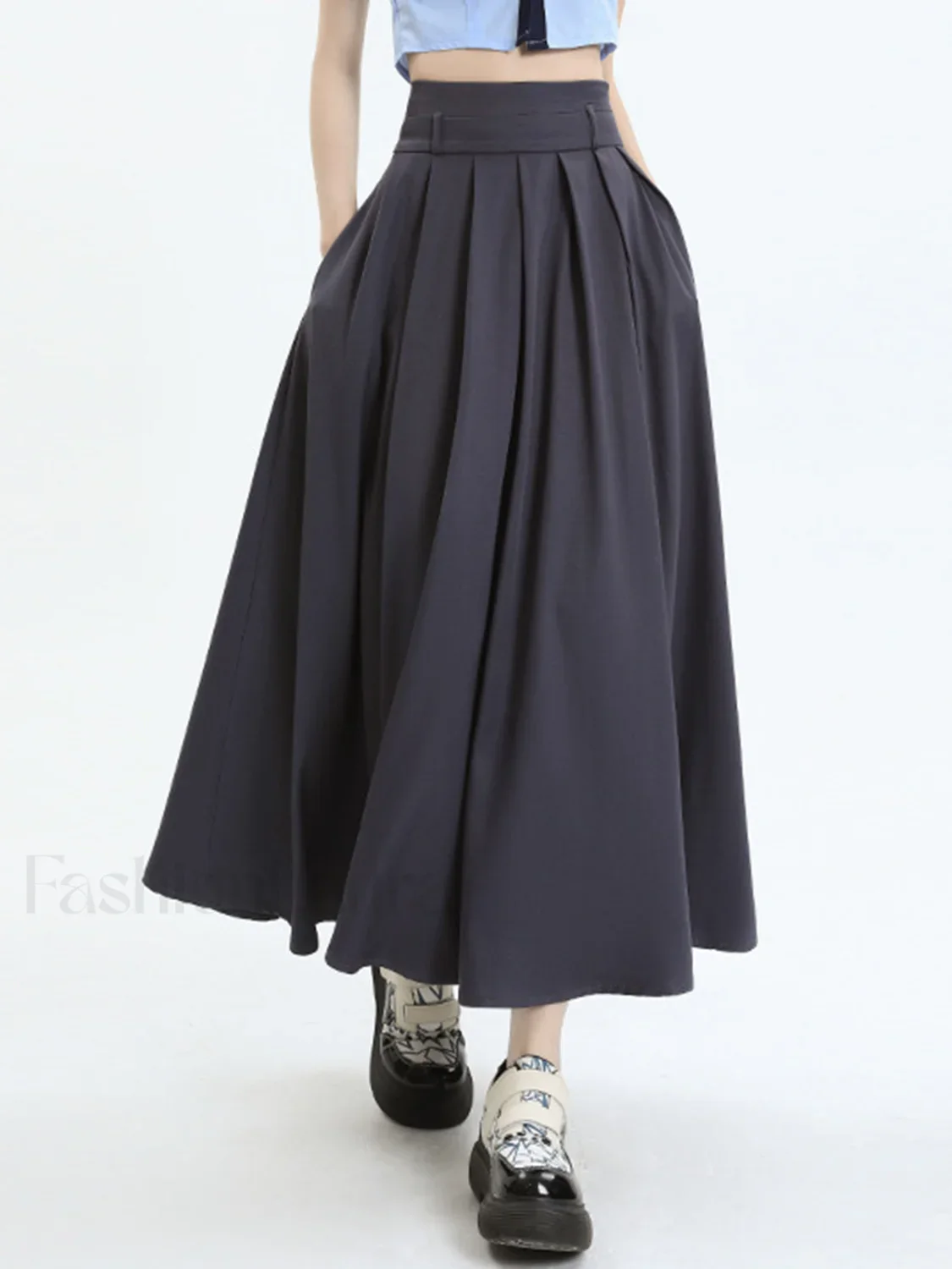 Modern Academia Graceful Pleat Maxi Skirt - Image 3