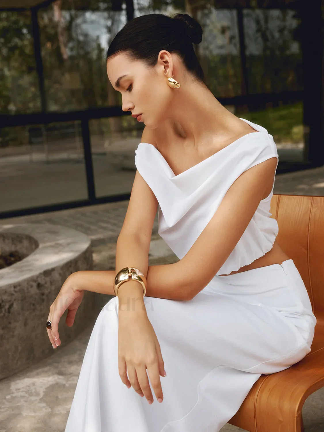 Minimalist Open Graceful Wide Bracelet - Image 6