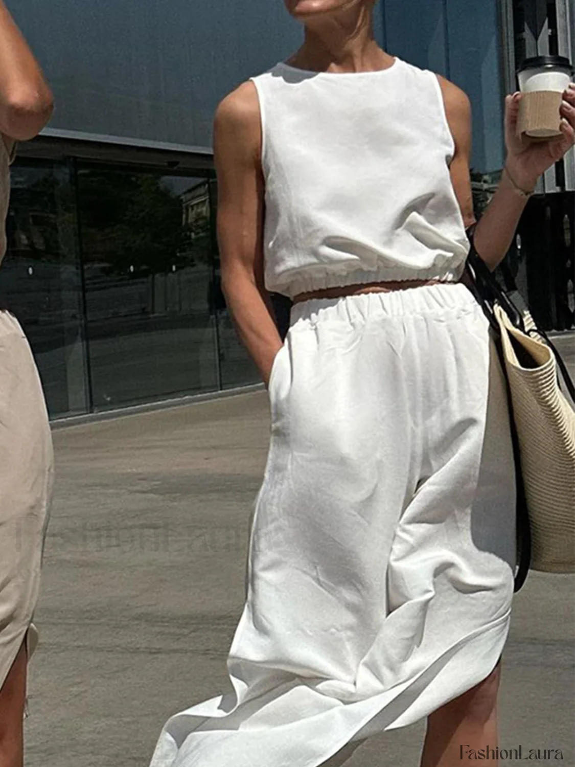 Minimalism Solid Graceful Split Pants Set - Image 10