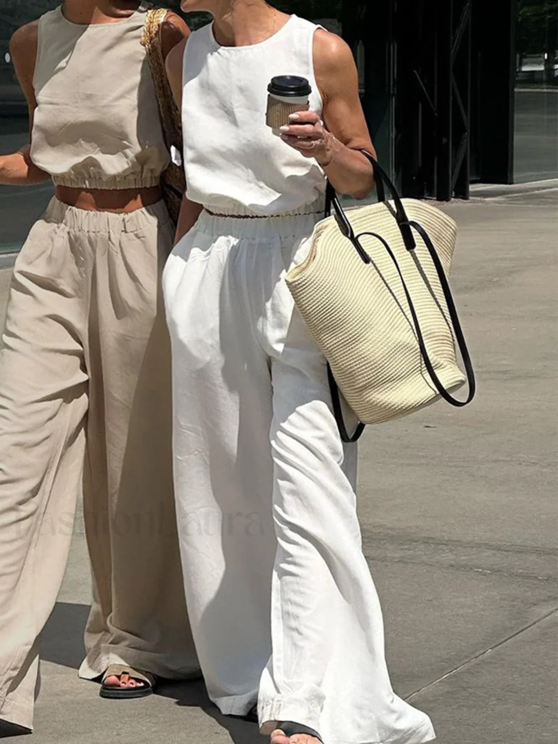 Minimalism Solid Graceful Split Pants Set - Image 7