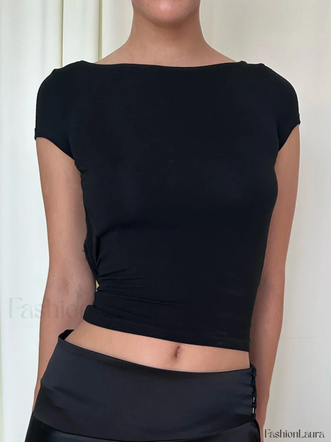 Solid Open Graceful Back Blouse - Image 7