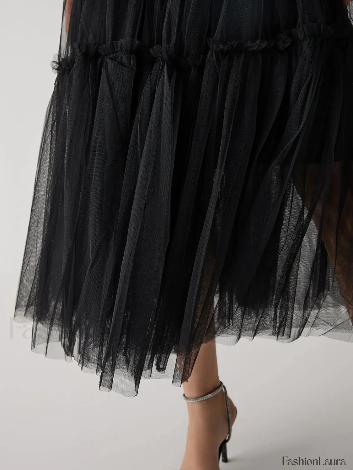 Solid Mesh Graceful Midi Skirt - Image 9