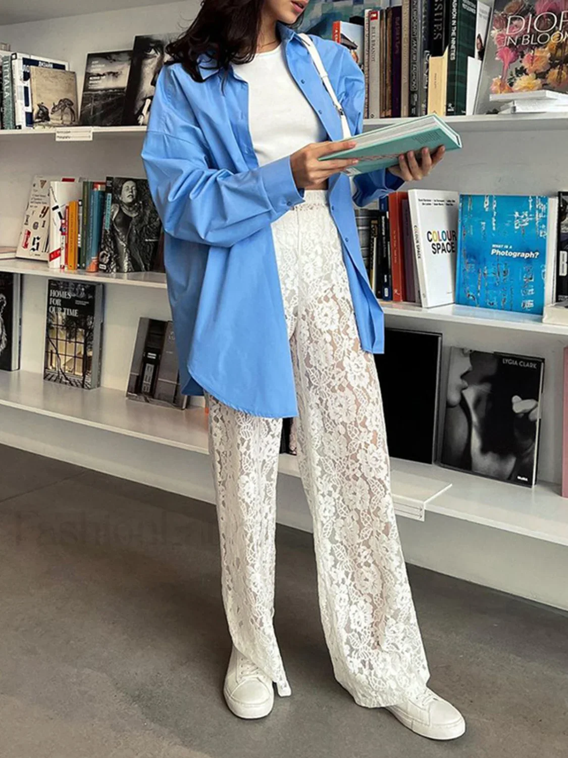 Sheer Lace Graceful Wide Leg Pants - Image 7