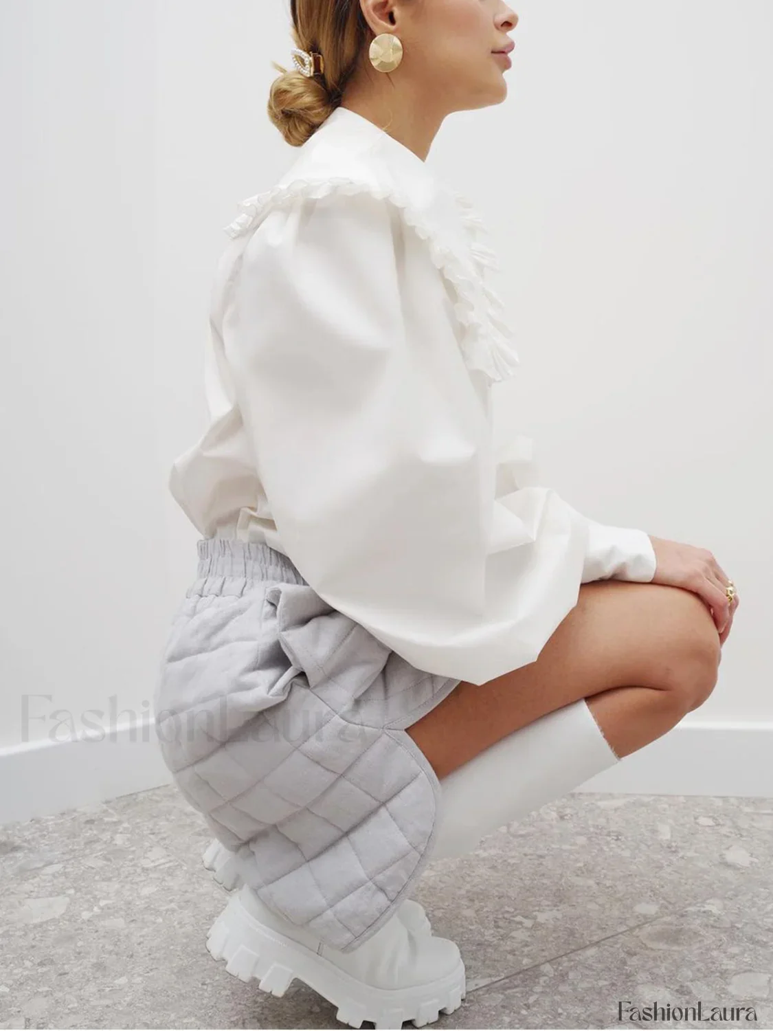 Ruffled Collar Graceful Long Sleeve Shirt - Image 13